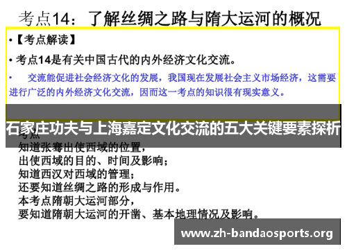 石家庄功夫与上海嘉定文化交流的五大关键要素探析