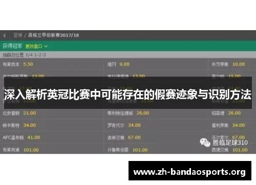 深入解析英冠比赛中可能存在的假赛迹象与识别方法